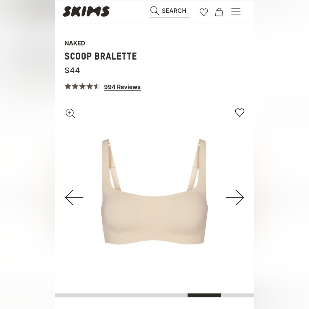 Skims Naked Scoop Bralette sz M